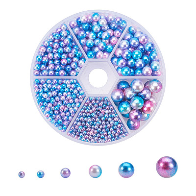 Rainbow Acrylic Imitation Pearl Beads OACR-YW0001-01-1
