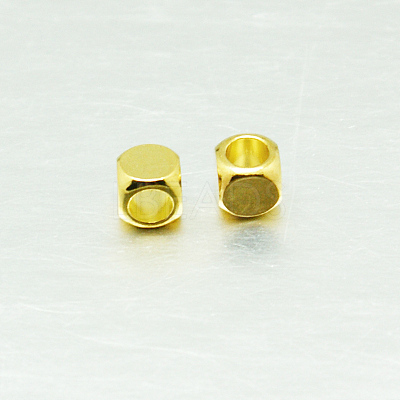 Cube Brass Spacer Beads KK-L015B-01G-1