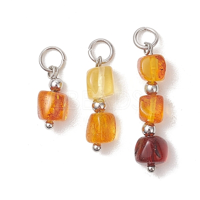 3Pcs 3 Styles Natural Amber Pendants PALLOY-JF05367-1