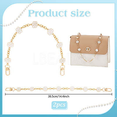 Alloy Enamel Flower Brass Cable Chains Bag Extender Chains HJEW-PH01995-1
