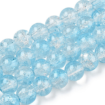 Transparent Crackle Baking Paint Glass Beads Strands LS-DGLA-T003-01B-06-1