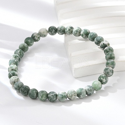 Natural Green Spot Jasper Bead Stretch Bracelets BJEW-K212-A-017-1