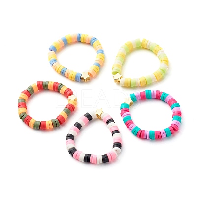 Handmade Polymer Clay Beads Finger Rings RJEW-JR00378-1