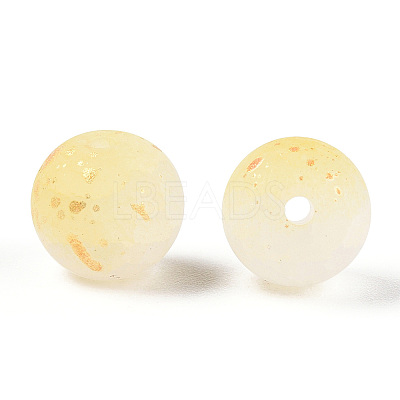 Frosted Baking Paint Crackle Glass Beads with Glitter Powder DGLA-T004-6mm-01I-1