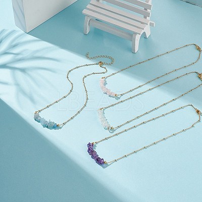 Natural Mixed Stone Chips Beaded Necklaces NJEW-JN03969-1