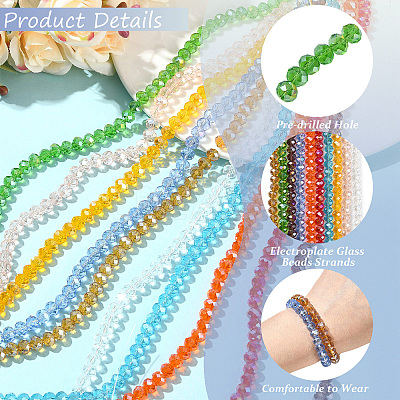 10 Strands 10 Styles Electroplate Glass Beads Strands EGLA-CJ0001-28-1