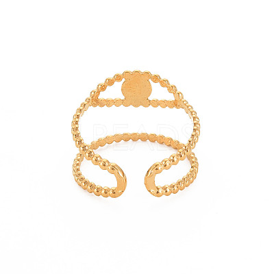 Ion Plating(IP) 304 Stainless Steel Open Pad Ring Cabochon Settings X-STAS-S119-157G-1