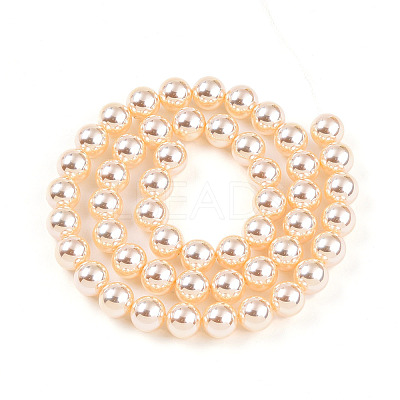 UV Plating Pearlized Glass Pearl Beads Strands GLAA-F128-01B-T8-1