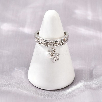 Brass Micro Pave Cubic Zirconia Finger Rings for Women CU-CBA0A21-03P-1