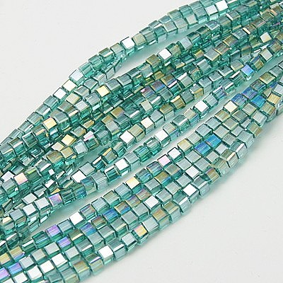 Electroplate Glass Beads Strands EGLA-D018-8x8mm-53-1
