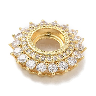 Rack Plating Brass Micro Pave Clear Cubic Zirconia Cabochon Connector Setttings KK-L224-027G-01-1