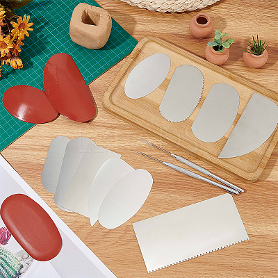Stainless Steel Pottery Clay Carving Curved Clapper Tool DIY-FG0005-51-1