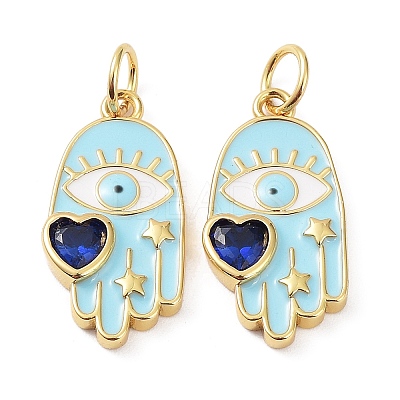 Rack Plating Brass Enamel with Glass Pendants X-KK-B076-11G-1