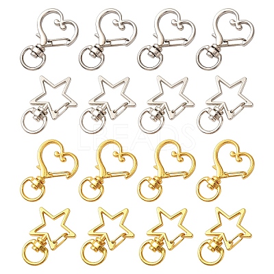 20Pcs 4 Styles Heart/Star Alloy Swivel Clasps FIND-YW0005-60-1