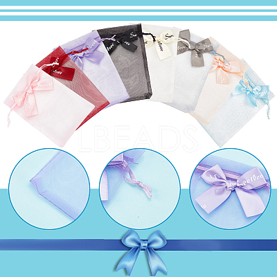 48Pcs 8 Colors Rectangle Organza Drawstring Bags ABAG-PH0001-41-1