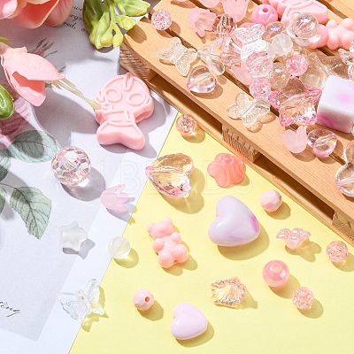 Opaque & Transparent Acrylic Beads MACR-YW0002-01C-1