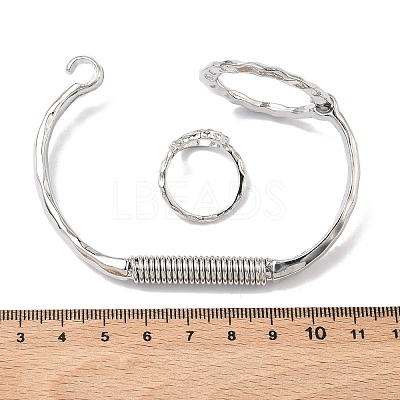 Ring Braaa Hammered Cuff Bangle & Ring Sets LS-SJEW-C008-01P-1
