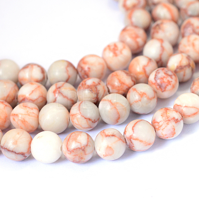 Natural Red Netstone Round Bead Strands X-G-E334-6mm-06-1