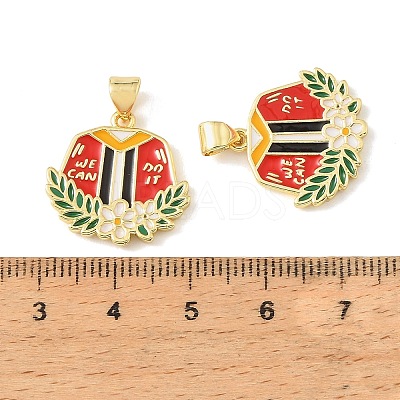 Graduation Season Brass Enamel Pendants KK-CBAF2EC-03G-B01-1