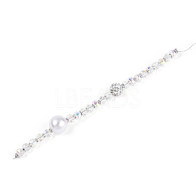 Acrylic & Glass & ABS Plastic Pearl & Alloy & Polymer Clay Pave Rhinestone Beads Strands MAK-T011-08B-1