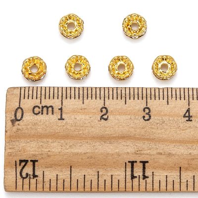 Brass Grade A Crystal Rhinestone Spacer Beads RB-A006-6MM-G-1