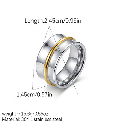 304 Stainless Steel Wide Band Finger Rings WG759FC-01-1