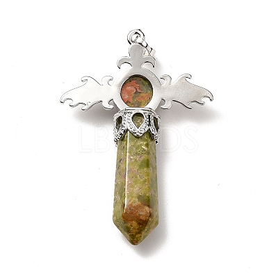 Natural Unakite Pendants G-B033-01P-16-1