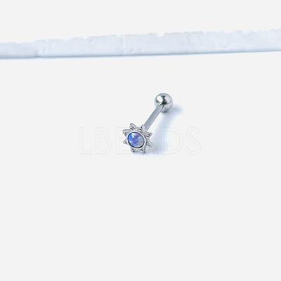 Sun 316L Surgical Stainless Steel with Synthetic Opal Tongue Rings FS-WGFD6E3-10-1