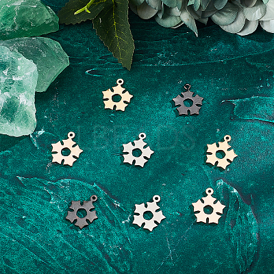 16Pcs 4 Colors 201 Stainless Steel Pendants STAS-UN0030-78-1