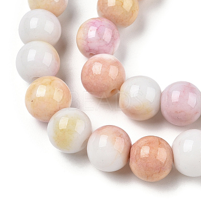 Ombre Effect Dyed Crackle Glass Round Beads Strands GLAA-T031-10mm-01Q-1