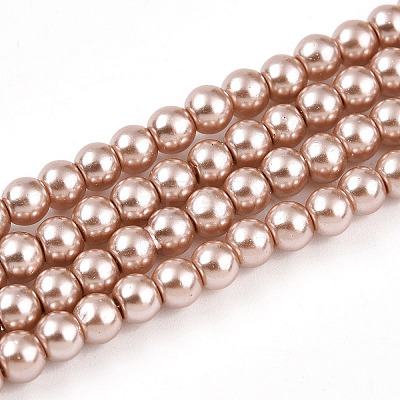 Baking Paint Pearlized Glass Pearl Round Bead Strands X-HY-Q003-4mm-11-1