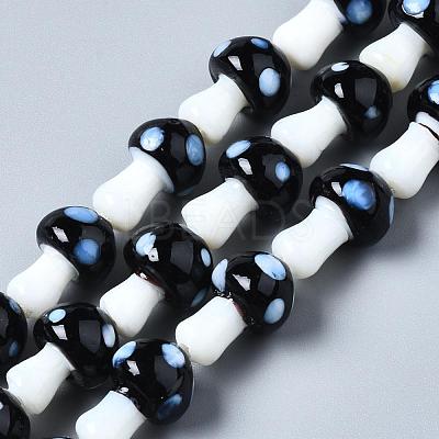 Mushroom Handmade Lampwork Beads Strands LAMP-R116-11-1