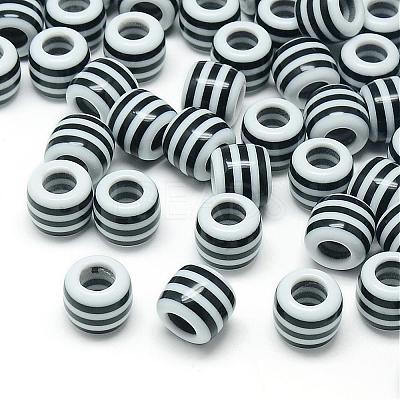 Opaque Stripe Resin European Beads RESI-S344-12-1