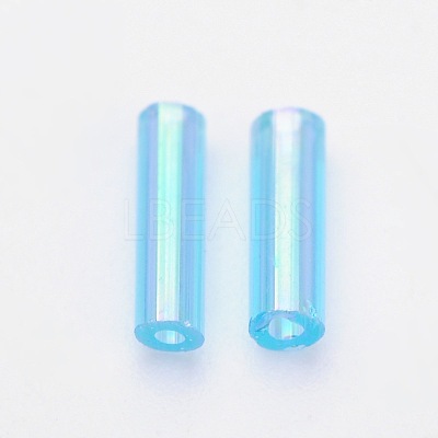 Transparent Colours Rainbow Glass Bugle Beads TSDB6MM163-1