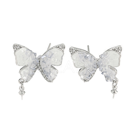 Brass with Enamel with Cubic Zirconia with Crystal Stud Earring with 925 Sterling Silver Pins KK-Q820-06P-1