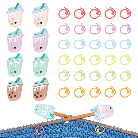  Bubble Tea Silicone Knitting Needle Point Protectors DIY-NB0009-50-1