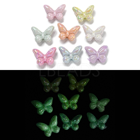 Luminous UV Plating Rainbow Iridescent Opaque Acrylic Beads OACR-E041-10-1