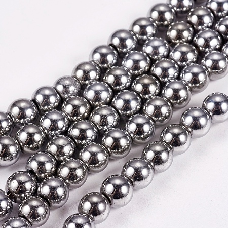 Electroplate Non-magnetic Synthetic Hematite Beads Strands X-G-J169A-6mm-02-1