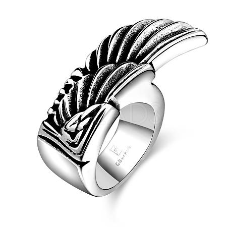 Punk Rock Style 316L Surgical Stainless Steel Wing Wide Band Rings for Men RJEW-BB01236-10AS-1