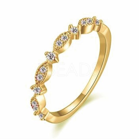 Romantic Brass Cubic Zirconia Finger Rings RJEW-BB34188-C-6-1
