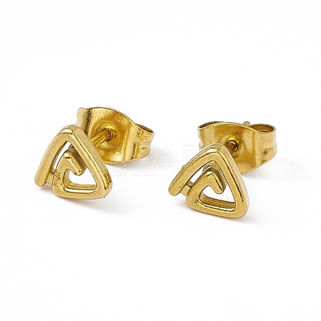 Vacuum Plating 304 Stainless Steel Triangle Stud Earrings for Women EJEW-P212-03G-1