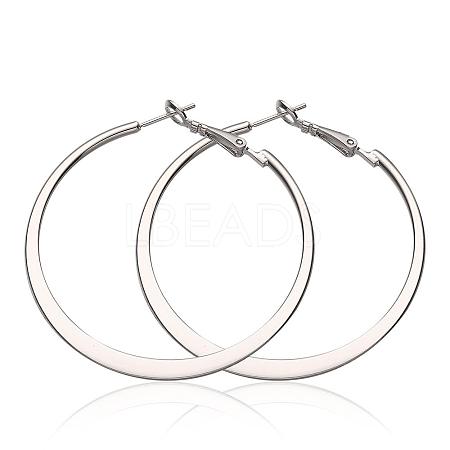 Women Big Earrings Real Rose Gold Plated Eco-Friendly Tin Alloy Big Hoop Earrings EJEW-BB09645-P-1