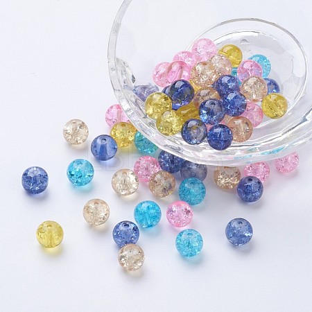 Baking Paint Crackle Glass Beads DGLA-X0006-8mm-04-1