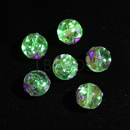 Luminous Handmade Enamel Gold Sand Glass Beads Strands LAMP-U004-08F-1