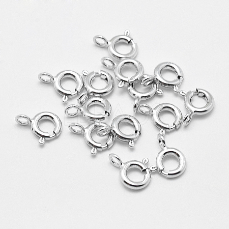 Anti-Tarnish Rhodium Plated 925 Sterling Silver Spring Ring Clasps STER-K167-076D-P-1