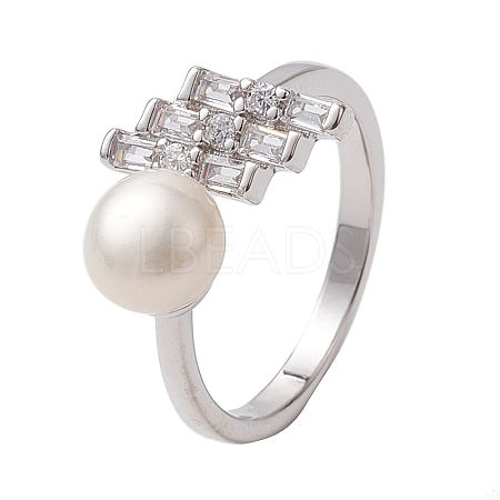 Round Natural Pearl Finger Rings RJEW-P113-12P-1