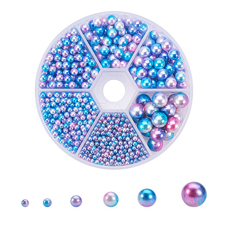 Rainbow Acrylic Imitation Pearl Beads OACR-YW0001-01-1