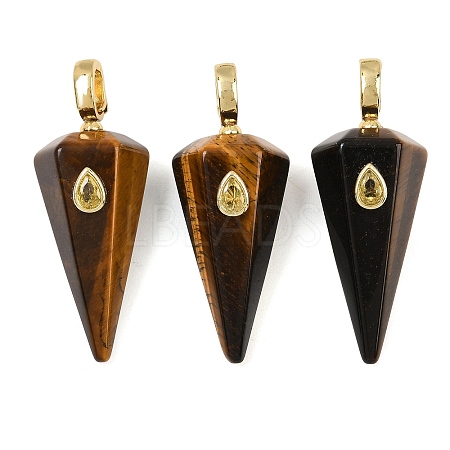 Natural Tiger Eye Pointed Pendants GG-CBA19F2-02G-06-1