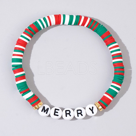 Christmas Merry Resin & Acrylic Beaded Stretch Bracelets WK2852-5-1