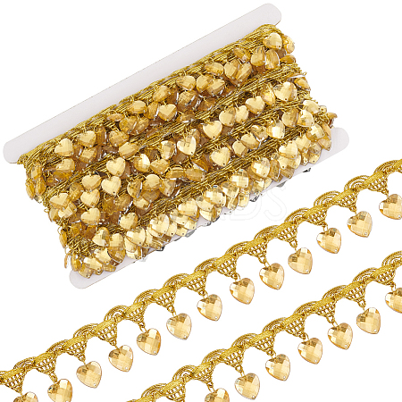 Polyester Lace Ribbon with Plastic Charms Tassel OCOR-WH0078-202A-01-1